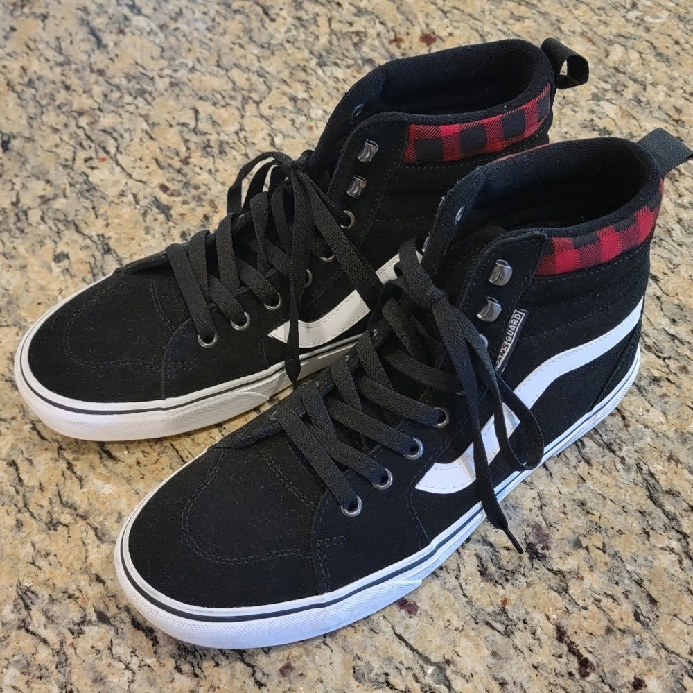 Vans Filmore VansGuard Suede High-Top Shoes Black Red Plaid